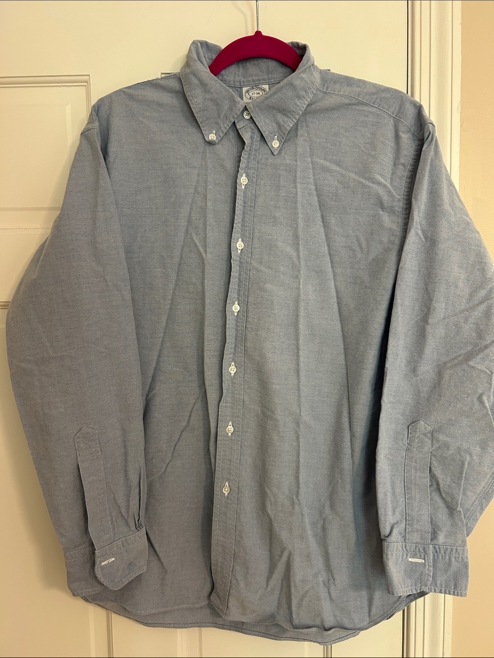 Brooks Brothers Light Blue Oxford Button-Down Shirt Regent Size 17-34